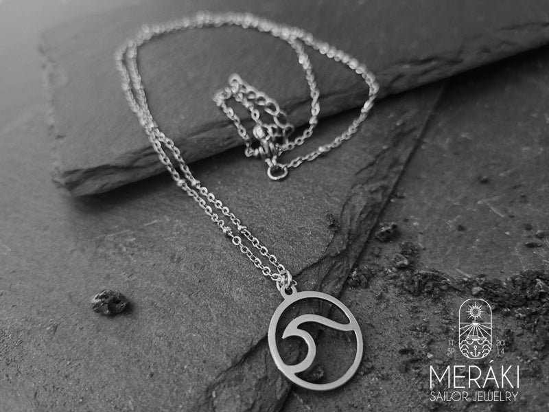 Meraki sailor jewelry stainless steel woman wave necklace