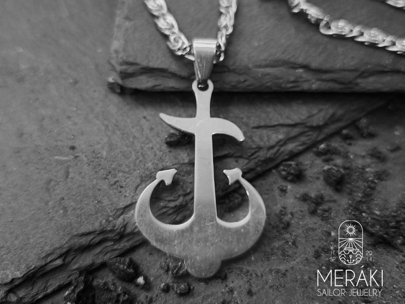 Collana Wasi maglia coccinella in acciaio con ancora