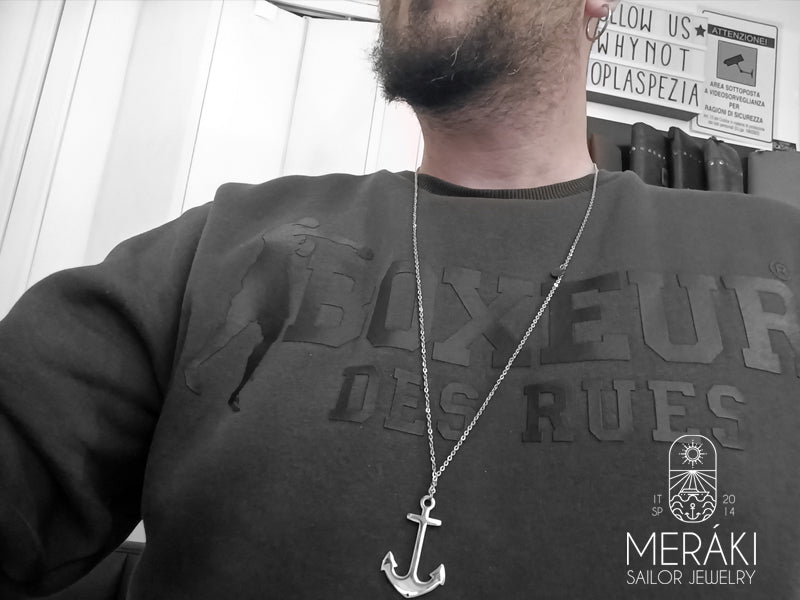 Meraki sailor jewelry stainless steel Mantus Big anchor necklace