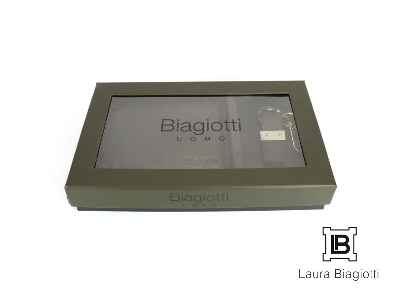 Laura Biagiotti men's wallet and keychain gift set with box 