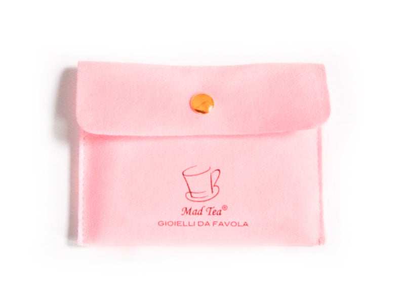 Pochette in velluto rosa collezione Mad Tea Collane da favola