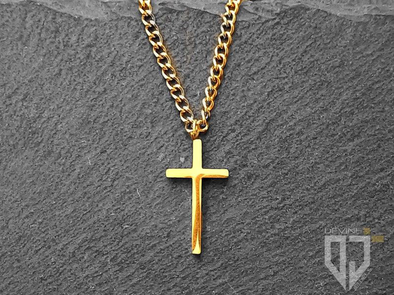 Collana Afrodite croce in acciaio dorato