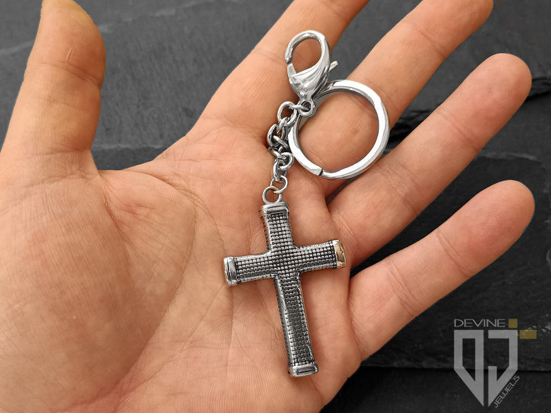 Portachiavi Milkom croce Chevalier in acciaio