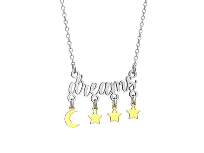 Collana "Dreams" con luna e stelle pendenti.