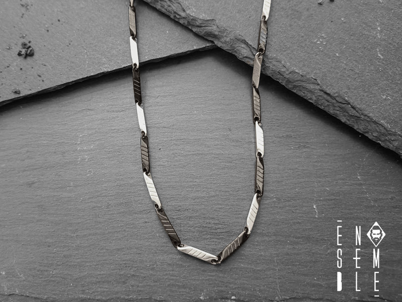 Collana uomo Ensemble maglia ritorta rigata 3 mm