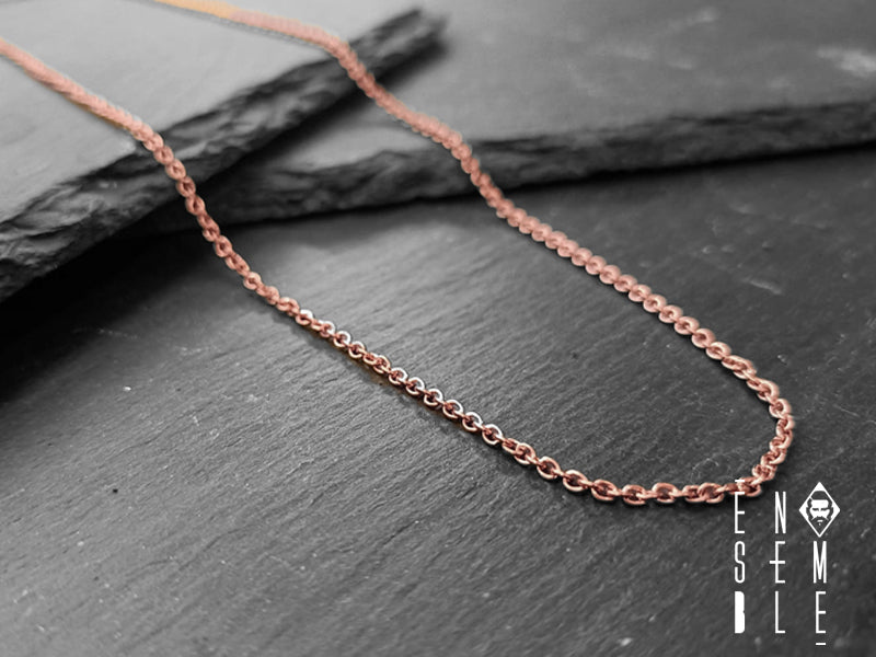 Collana uomo Ensemble in acciaio maglia Rolò 1,5mm rosata