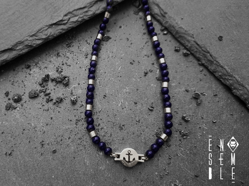 Collana uomo Ensemble Ancora con Sodalite da 4 mm