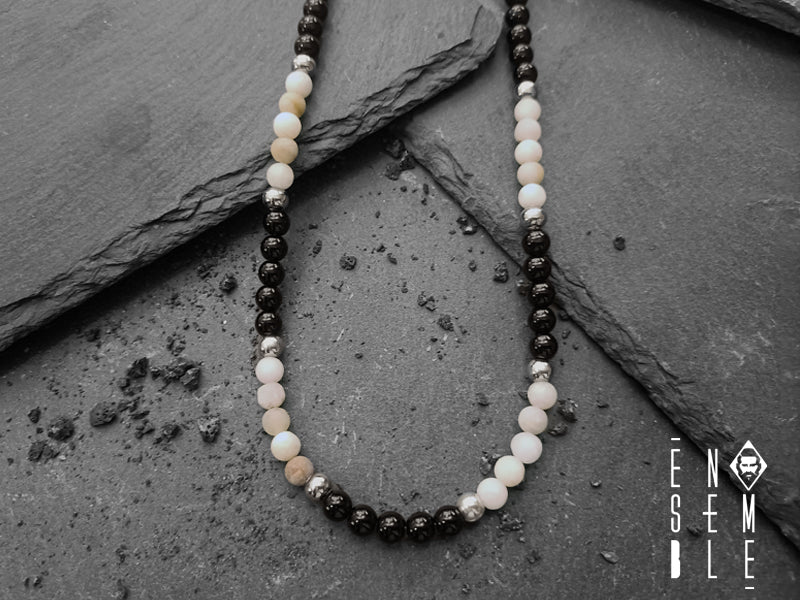 Collana uomo Ensemble pietra Agata bicolor da 6 mm