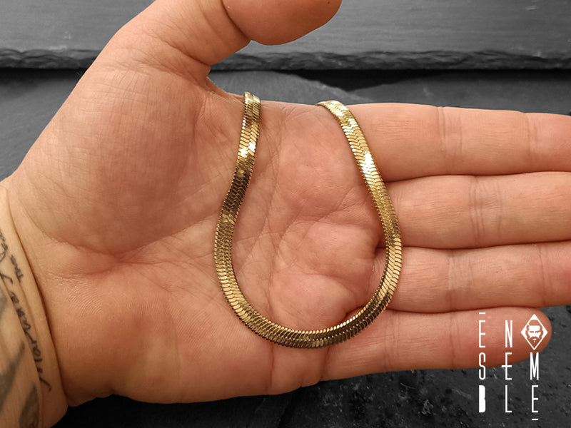 Collana uomo Ensemble snake da 5 mm in acciaio dorato