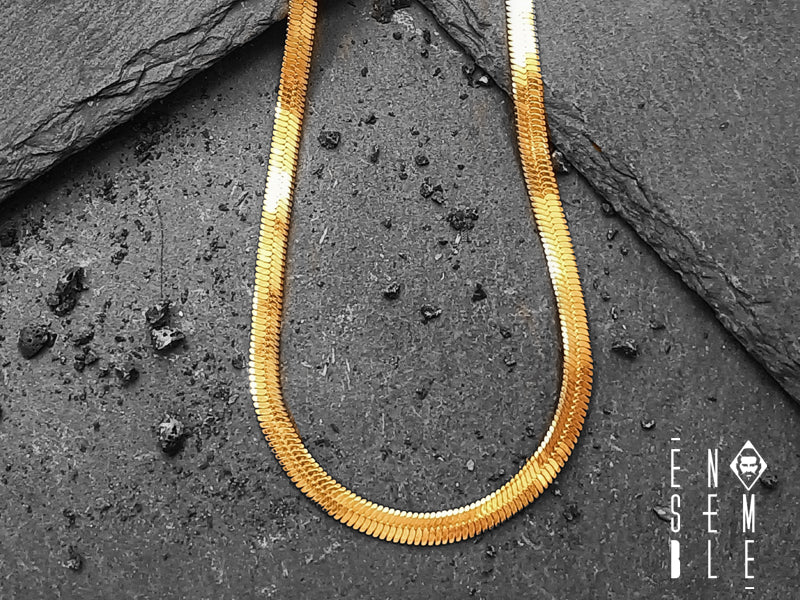 Collana Ensemble in acciaio dorato snake da 5 mm