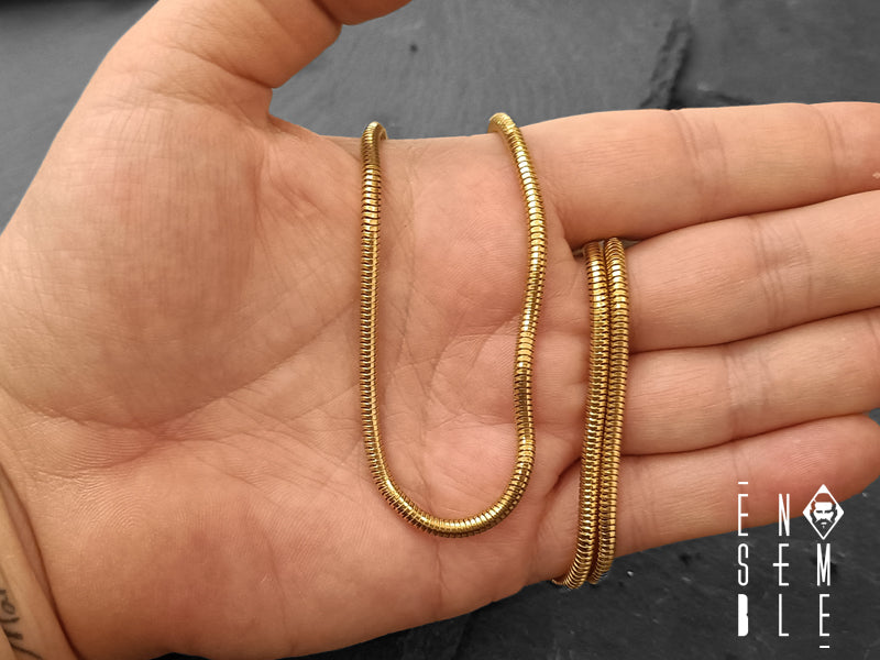 Collana uomo Ensemble snake da 3 mm in acciaio dorato