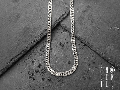 Collana maglia spina di pesce da 7 mm in acciaio inossidabile argentata
