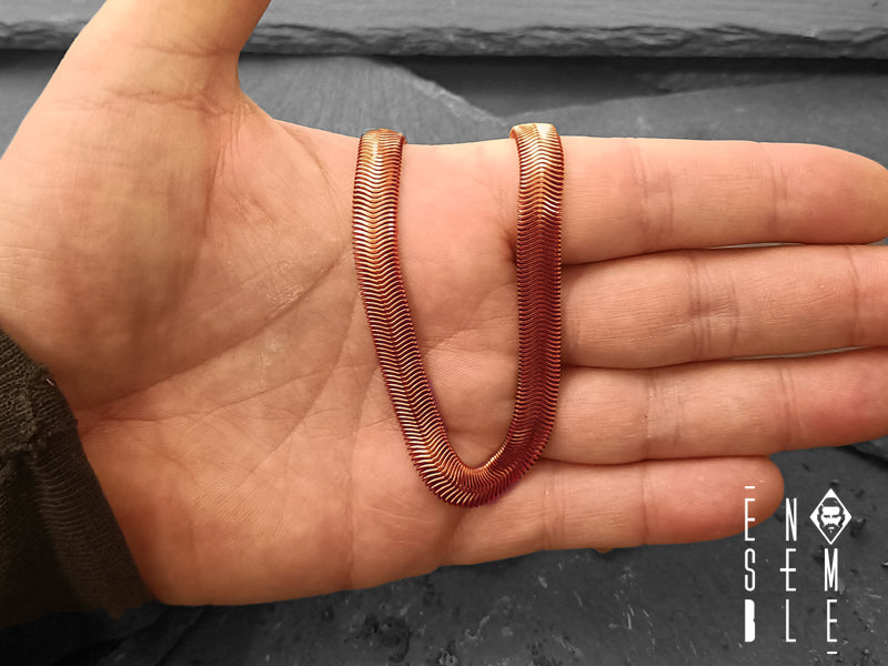 Collana uomo Ensemble snake flat da 8 mm in acciaio ramato