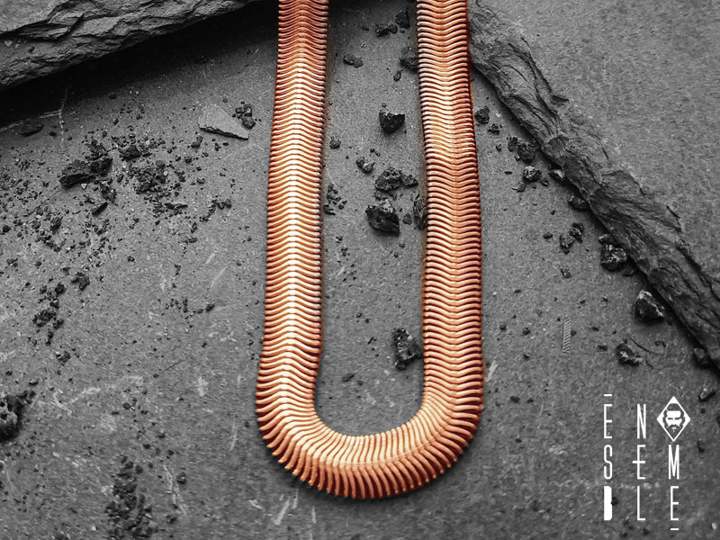 Ensemble stainless steel 8 mm  flat snake necklace