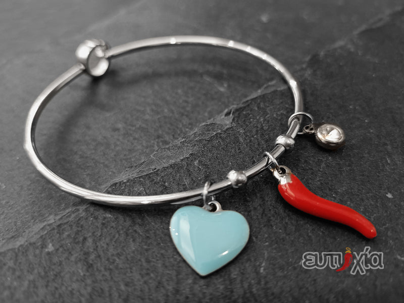 Dorotea Bangle Bracelet with croissant, heart and light point! 