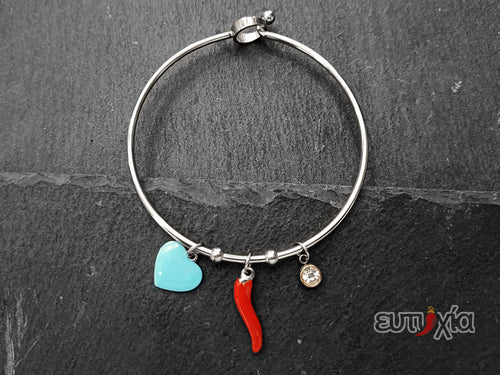 Bracciale Bracciale Dorotea Bangle con cornetto, cuore e punto luce!