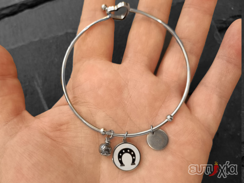Bracciale Enam Bangle con ferro di cavallo in acciaio