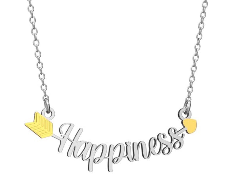 "Happiness is a journey not a destination. La felicità è la strada stessa."  Collana "Happiness" con freccia che indica la direzione della felicità!