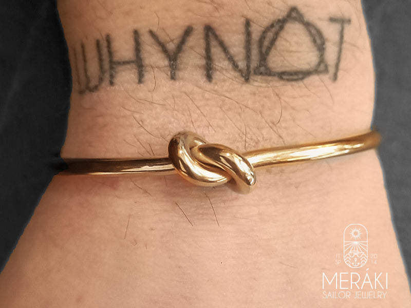 Bracciale bangle double Knot in acciaio rosato