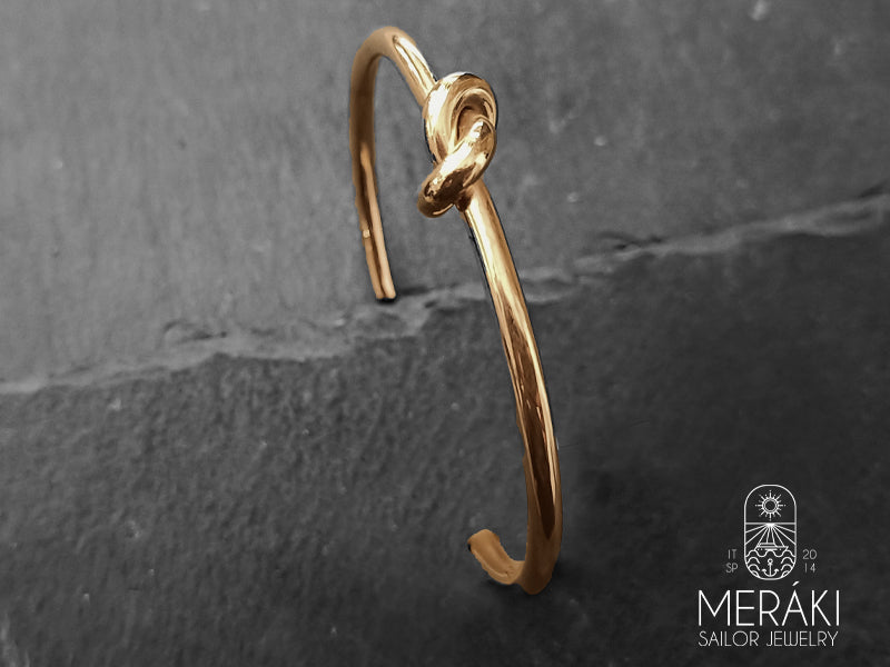 Bracciale bangle double Knot in acciaio rosato