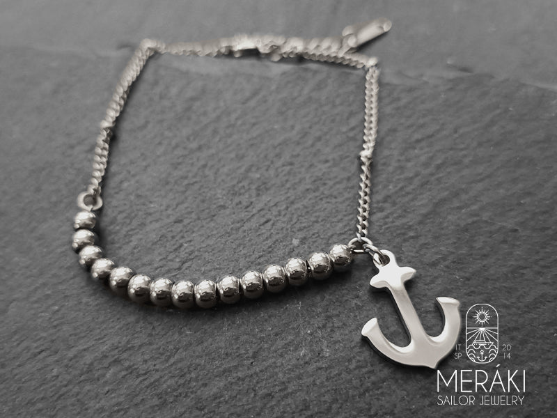 Bracciale Lylah palline con ancora in acciaio