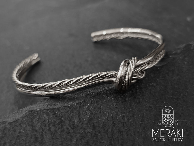 Bracciale Nodo piano marinaro rigido in acciaio