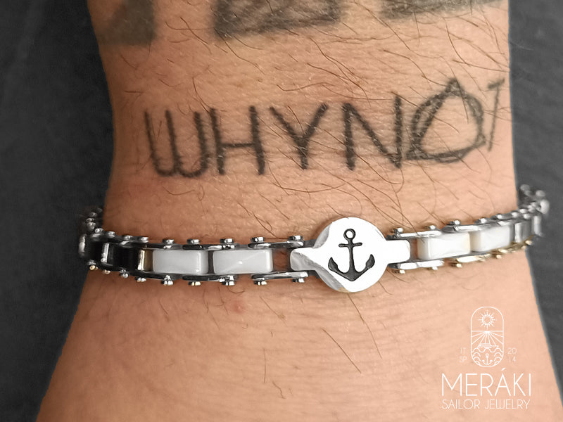 Bracciale Ceramic Anchor con ancora in acciaio