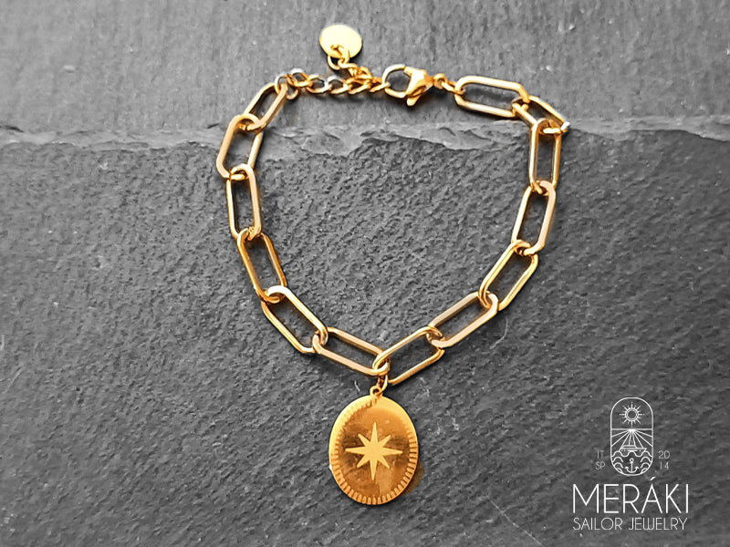 bracciale Compass avrete sempre con voi il compagno perfetto, realizzato in acciaio inossidabile rosato presenta una rosa dei venti nella parte centrale