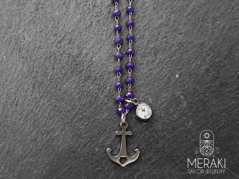 Anchor Heart necklace with steel anchor and light point 