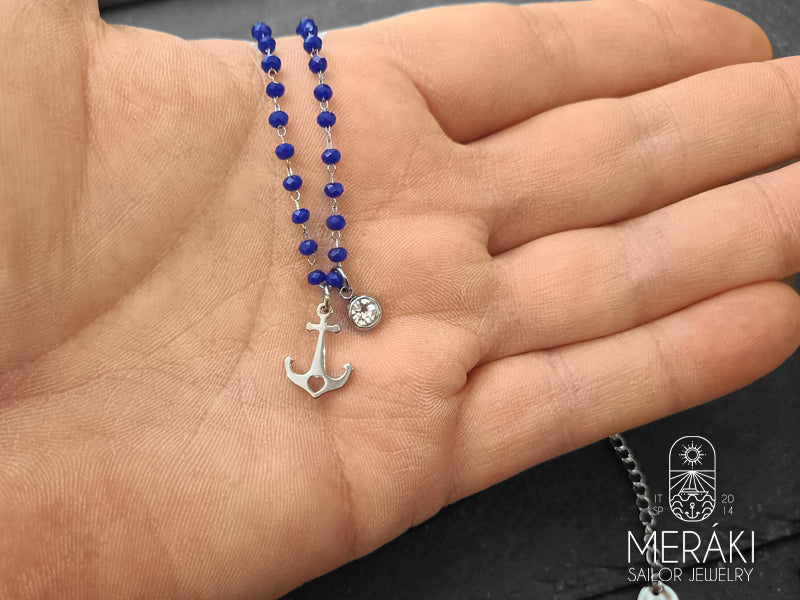Collana Anchor Heart con ancora e punto luce in acciaio