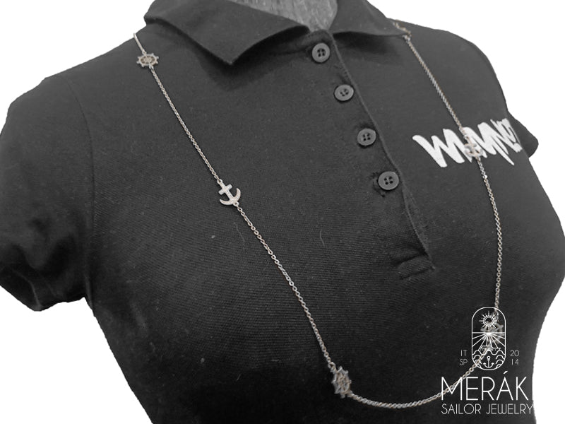 Collana Harlock in acciaio con ancore e timoni