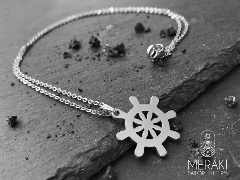 Collana Rudder Silver in acciaio con timone
