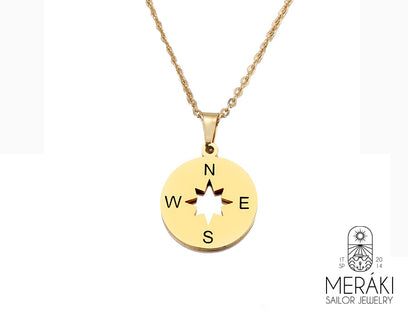Meraki Sailor Jewelty Stainless steel  gold compass  necklace