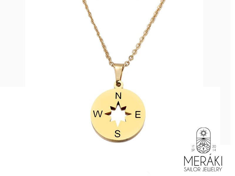 Meraki Sailor Jewelty Stainless steel  gold compass  necklace