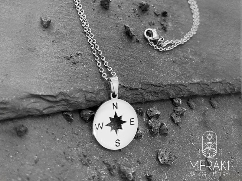 Copia del Collana Compass Gold in acciaio con rosa dei venti