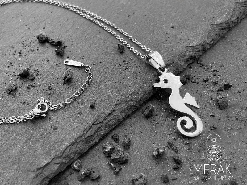 Collana Anacleto in acciaio con cavalluccio marino