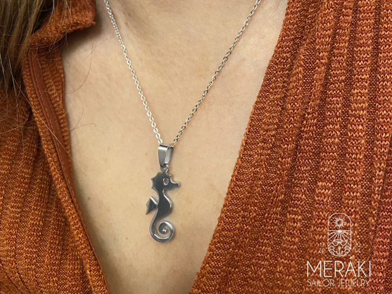 Meraki Anacleto stainless steel Seahorse necklace