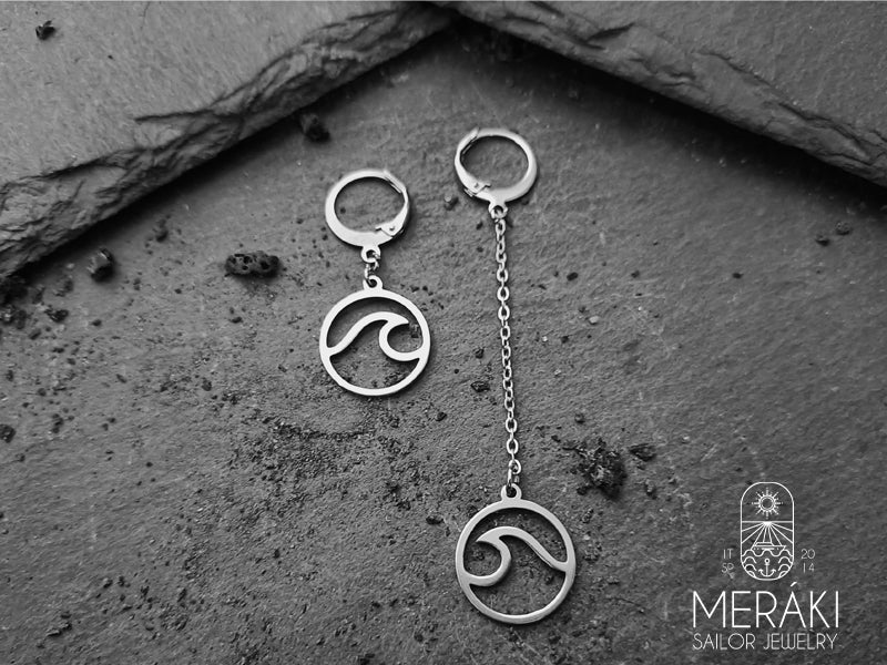 Meraki sailor jewelry stainless steel wave earring