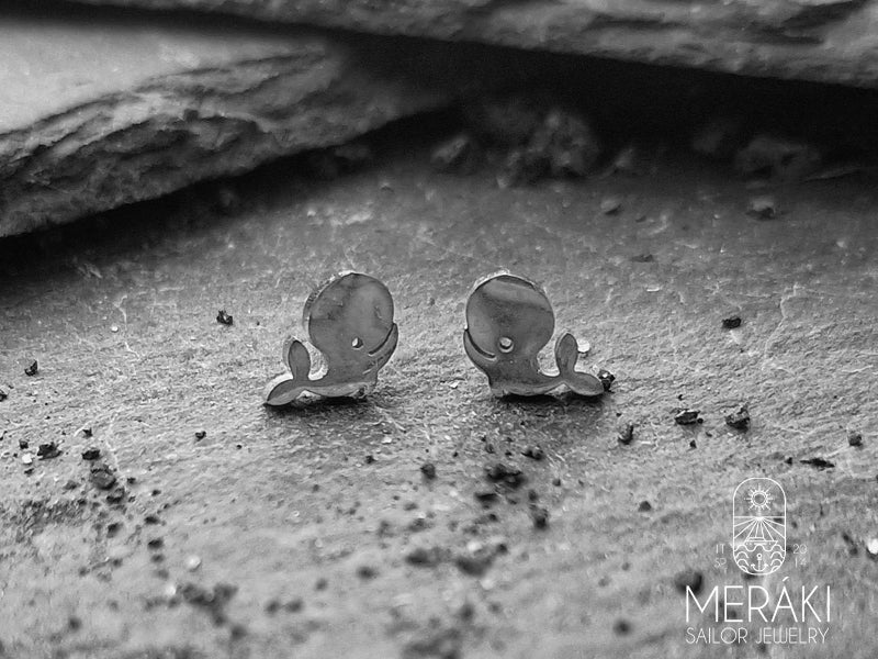 Meraki sailor jewelry stainless steel whale earring