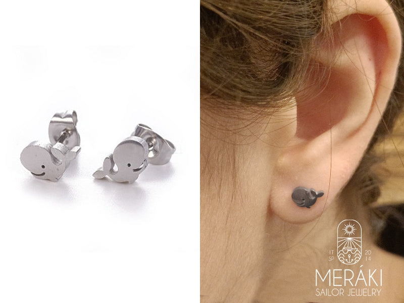 Whale whale earrings in steel 