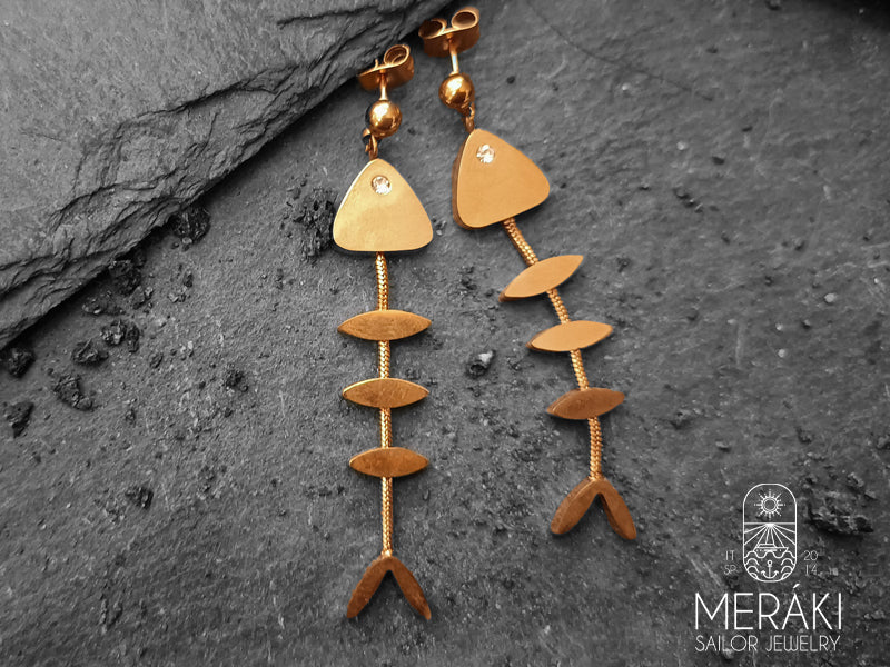 Orecchini Fishbone lisca di pesce in acciaio