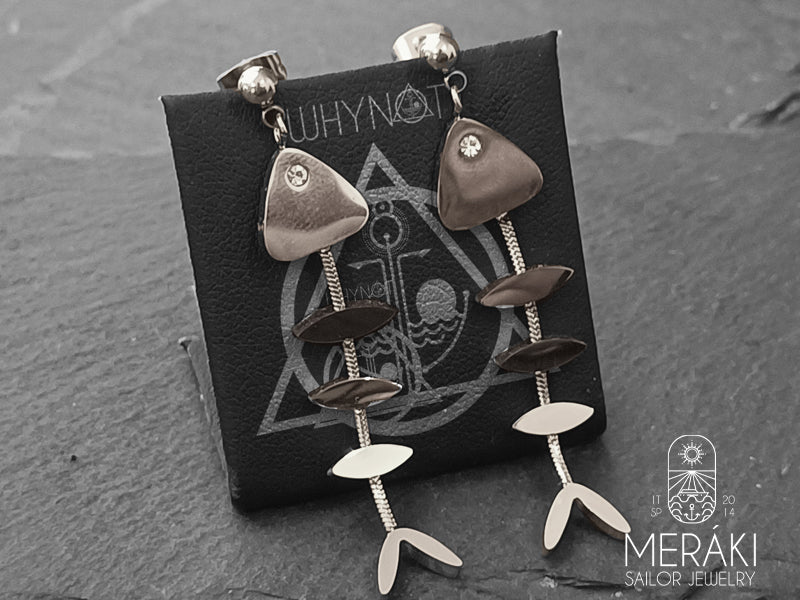 Meraki sailor jewelry stainless steel Silver Fishbone earrings
