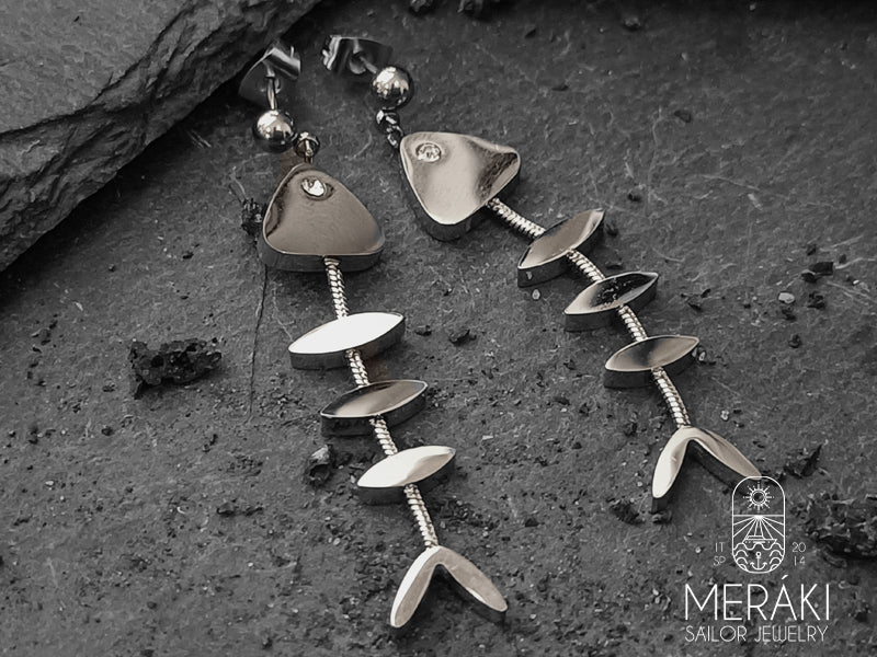Orecchini Fishbone Silver lisca di pesce in acciaio argentato