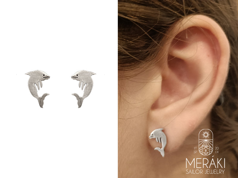 Meraki sailor jewelry stainless steel dolphins earrings