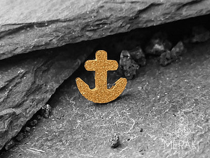 Mono orecchino Little Anchor ancora dorata in acciaio