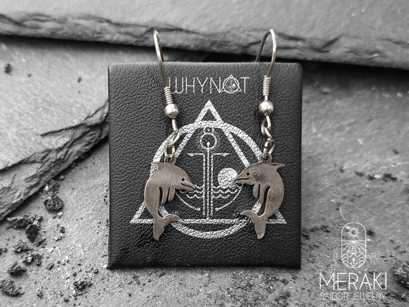 Meraki sailor jewelry stainless steel dolphins earring