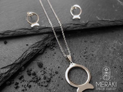 Meraki sailor jewelry stainless steel Fish earring and necklace