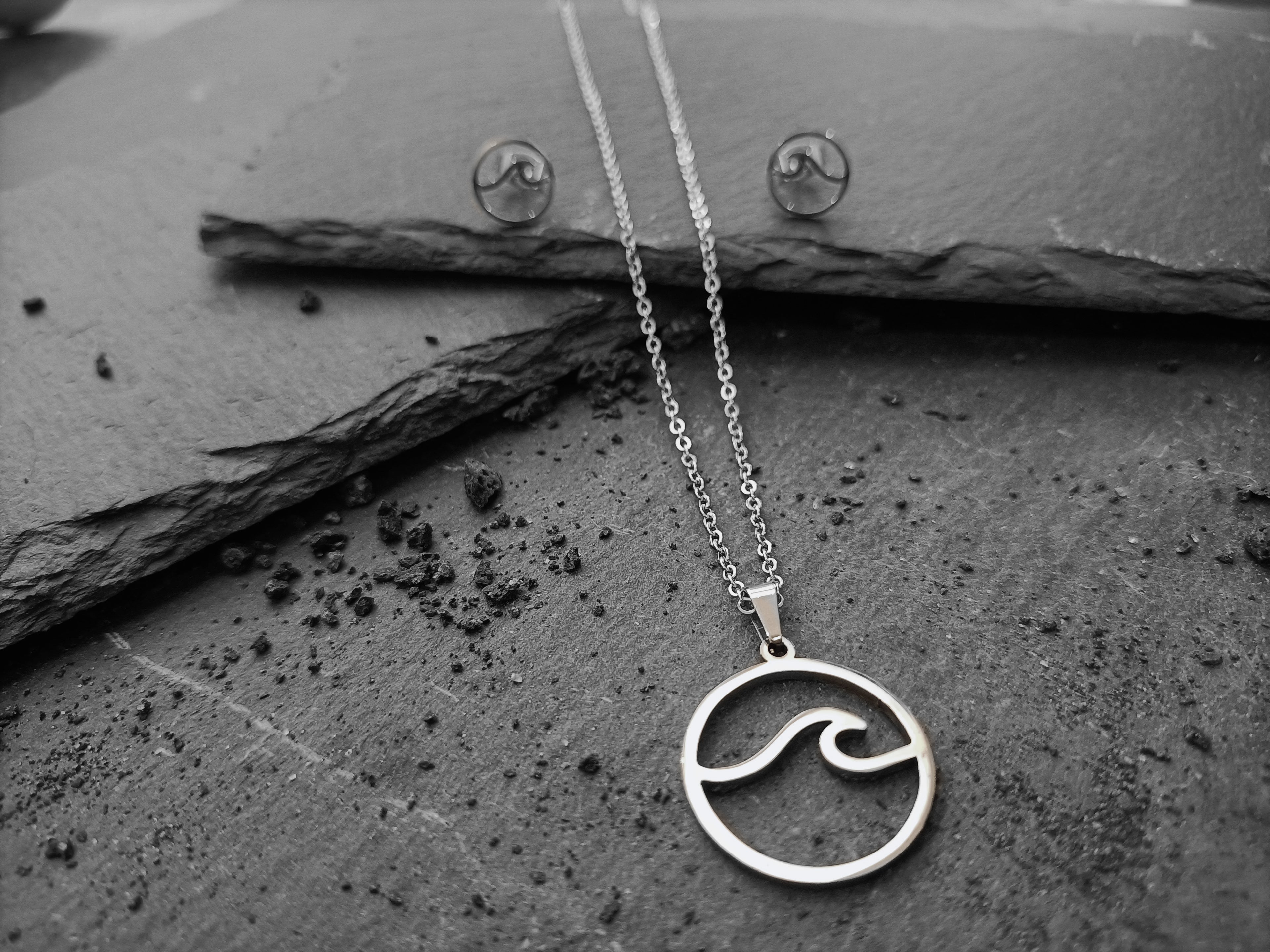 Meraki sailor jewelry stainless steel Wave earring with neacklace