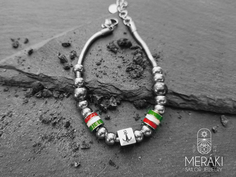 Bracciale in acciaio Rackham snake con ancora e timone