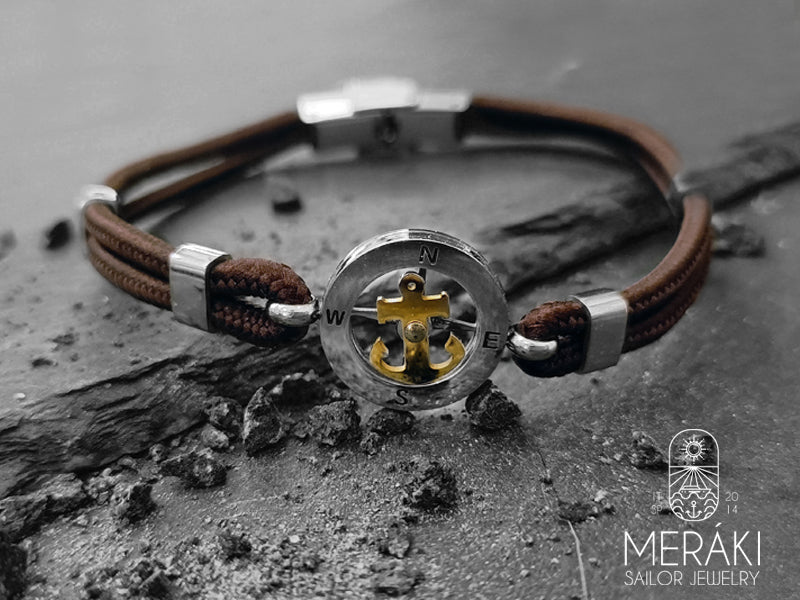 Bracciale Noah Cordino Nautico ancora e rosa dei venti